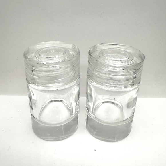 Other - Vintage MCM Heavy Glass Salt Pepper Shakers Screw On Glass Lids Clear